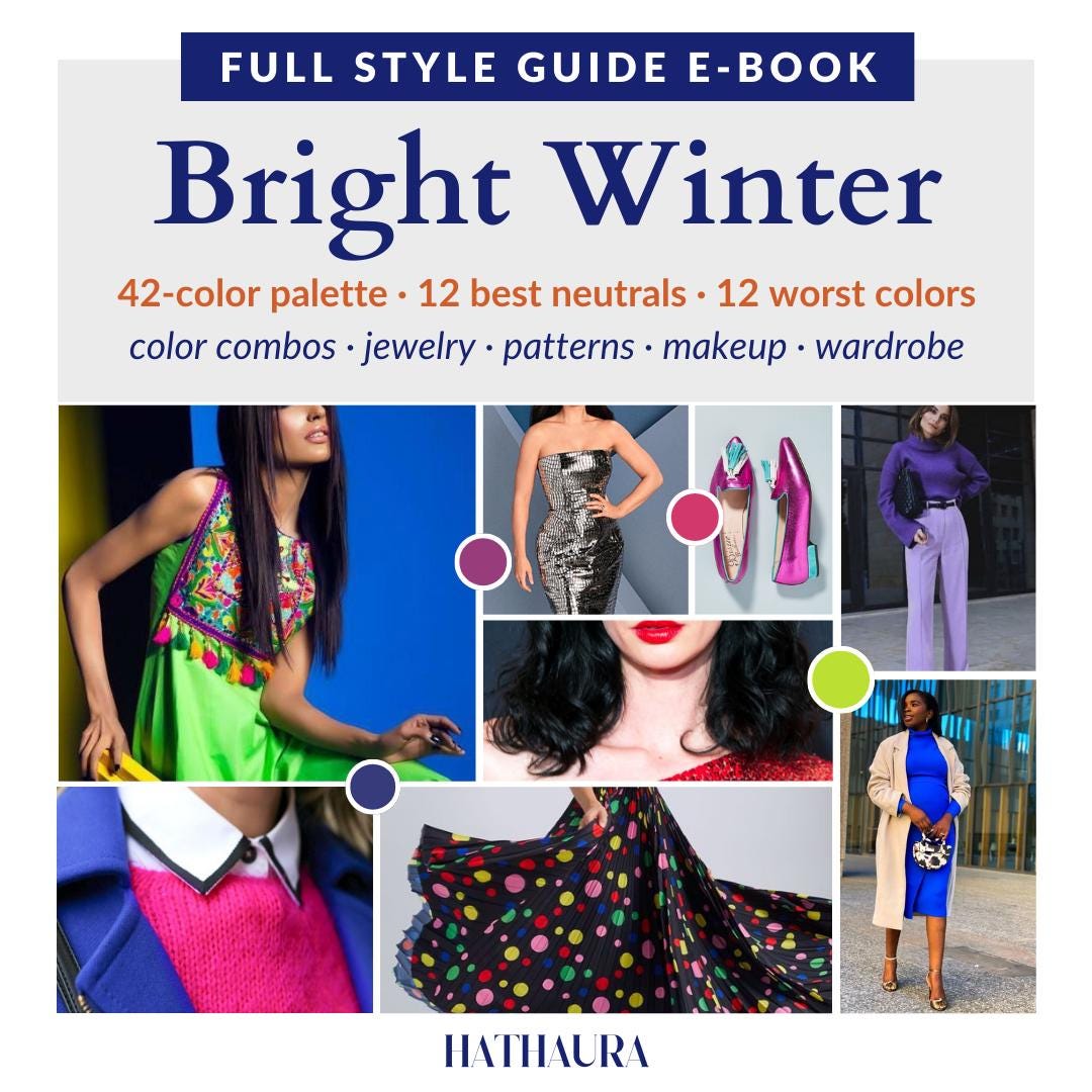 Bright Winter Guide Makeup Palette Hair Color Wardrobe Ideas Color Swatches Personal Stylist Ebook