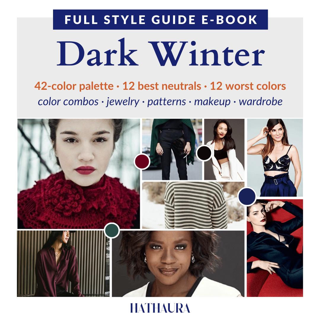 Dark Winter Guide Makeup Palette Hair Color Wardrobe Ideas Color Swatches Personal Stylist Ebook