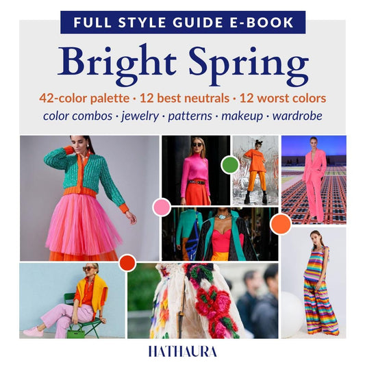 Bright Spring Guide Makeup Palette Hair Color Wardrobe Ideas Color Swatches Personal Stylist Ebook